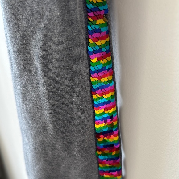 Kids Gray Leggings with Colorful Side Stripes - Picture 2 of 3